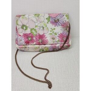 Frank More Vintage Floral Leather Handbag Shoulder Bag Flaw